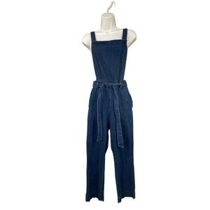 Universal Thread Womens Denim Jumpsuit Overalls Utility Retro Belted Size 6 Blue